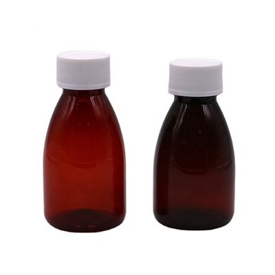 맞춤형 색상 100ml PET 앰버 플라스틱 구강 액체 약품 등급 병 안전 캡