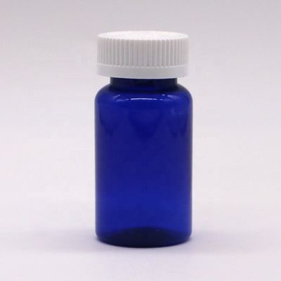 2OZ/60ml/CC 스크루 캡처가 있는 푸른 플라스틱 캡슐 병 PET 물질 32mm 목 크기