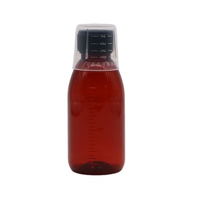 120mL 앰버 타원형 처방병 병 어린이 안전 모자 메이플 시럽용 PET 물질