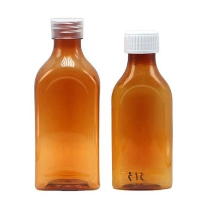스크루 캡 240ml PET 구강 액체 어린이 안전 및 의료 액체용 평평 제곱 병