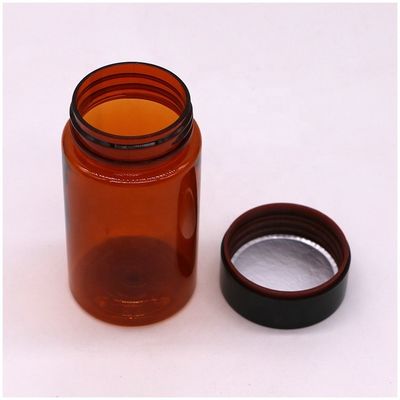120ml PET 앰버 컬러 둥근 모양의 플라스틱 주문형 알약 병