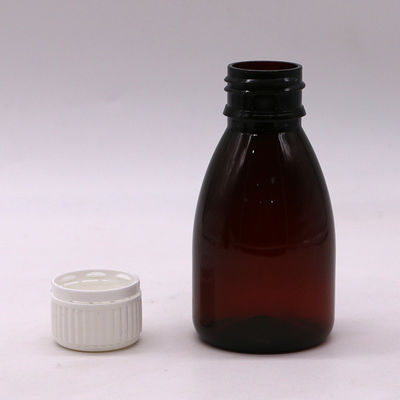 맞춤형 색상 100ml PET 앰버 플라스틱 구강 액체 약품 등급 병 안전 캡