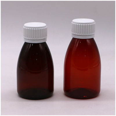 맞춤형 색상 100ml PET 앰버 플라스틱 구강 액체 약품 등급 병 안전 캡