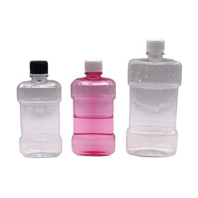 스크린 프린팅 500ml PET 독특한 모양 액체 구강 세척 스크루 캡과 플라스틱 병