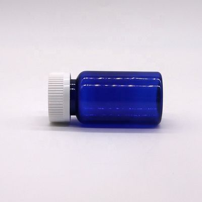 2OZ/60ml/CC 스크루 캡처가 있는 푸른 플라스틱 캡슐 병 PET 물질 32mm 목 크기