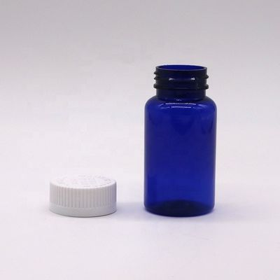 2OZ/60ml/CC 스크루 캡처가 있는 푸른 플라스틱 캡슐 병 PET 물질 32mm 목 크기