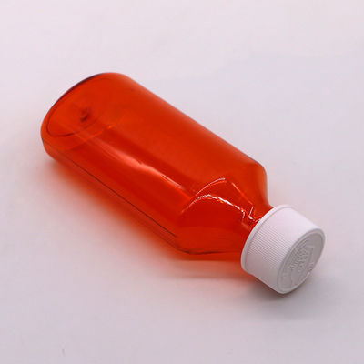 100ml PET 앰버/오렌지 메이플 기침 시럽 CRC 캡과 열 밀폐가 있는 구강 액체 병