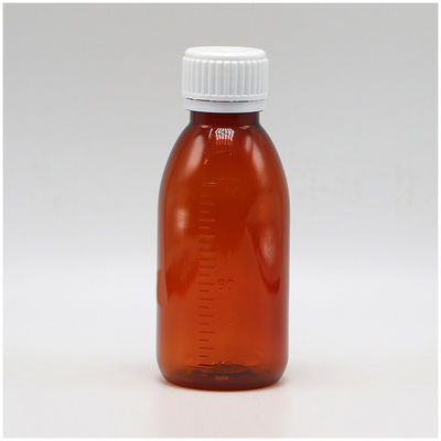 120mL 앰버 타원형 처방병 병 어린이 안전 모자 메이플 시럽용 PET 물질