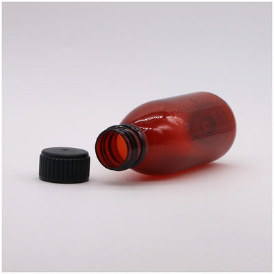 120mL 앰버 타원형 처방병 병 어린이 안전 모자 메이플 시럽용 PET 물질