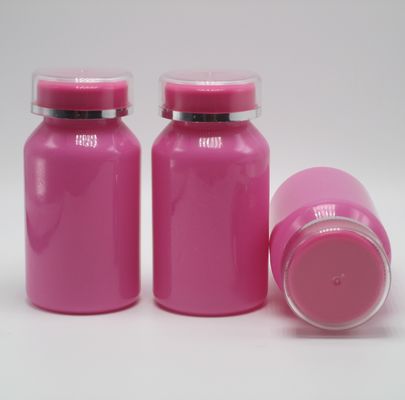 맞춤형 크기의 PET 컬러 120ml 밝은 플라스틱 약병 병 2층 PS 캡