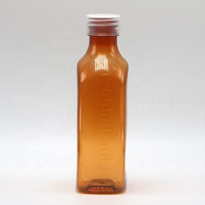 스크루 캡 240ml PET 구강 액체 어린이 안전 및 의료 액체용 평평 제곱 병