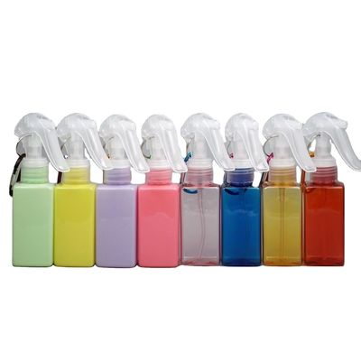 스크린 프린팅 100ml PET 사각형 모양 트리거 스프레이어 병 휴대용 정신 갈고리