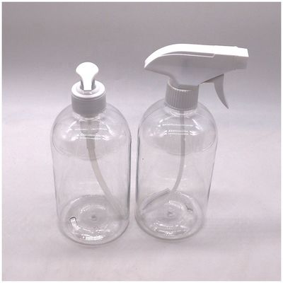 600mL 20OZ PET 스프레이 병 보스턴 둥글 플라스틱 맞춤 색상 펌프 트리거 스프레이 손 세제 병