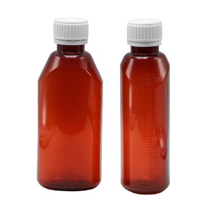 200ml 타원형 앰버 처방전 약국 PET 액체 의약품 용기