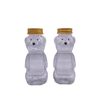 식품 등급 곰 모양 200ml 플라스틱 음료 병 알루미늄 나사 캡