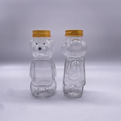 식품 등급 곰 모양 200ml 플라스틱 음료 병 알루미늄 나사 캡