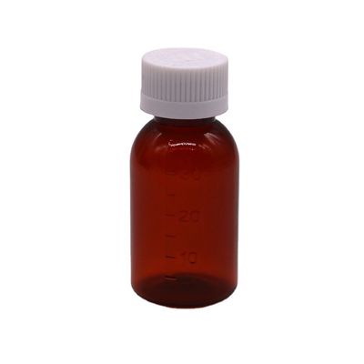 30ml PET 앰버 플라스틱 시럽 액체 병 훼손 방지 나사 캡 몸 물질 PET