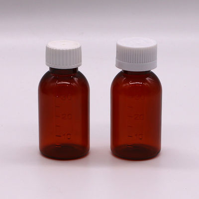 30ml PET 앰버 플라스틱 시럽 액체 병 훼손 방지 나사 캡 몸 물질 PET