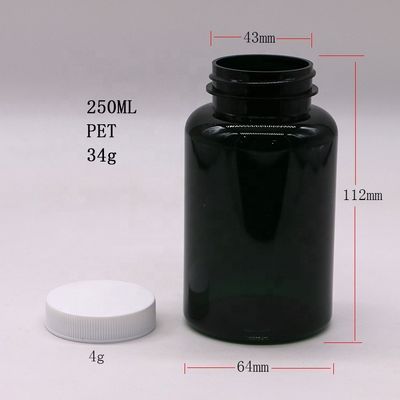 250ML 맞춤형 PET 의료용 플라스틱 병 마트/ 얼음 색의 캡슐