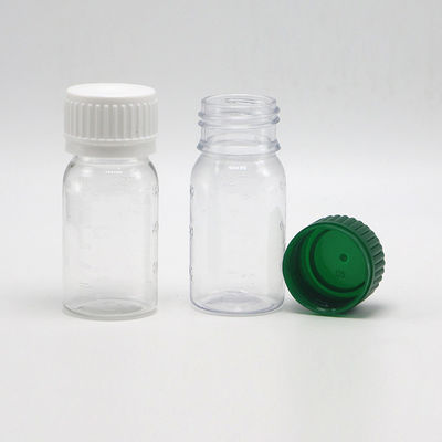 안전 캡과 스크린 프린팅이 있는 30ml PET 백색 구강 액체 약병 병