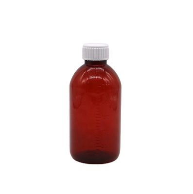 250ml 앰버 PET 액체 약병 병 스크루 캡과 약국 약품 용기