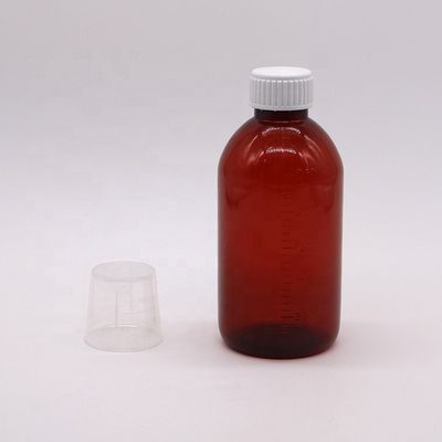 250ml 앰버 PET 액체 약병 병 스크루 캡과 약국 약품 용기