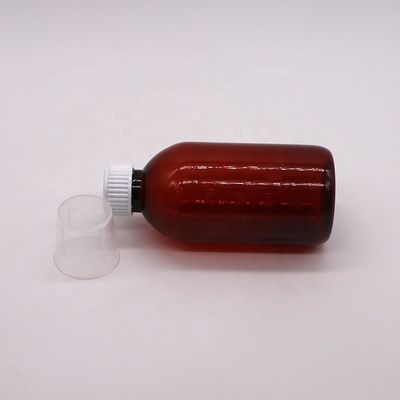 250ml 앰버 PET 액체 약병 병 스크루 캡과 약국 약품 용기
