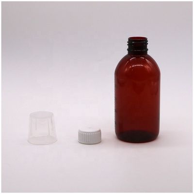 250ml 앰버 PET 액체 약병 병 스크루 캡과 약국 약품 용기