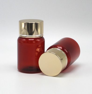 40ml/1.3oz 앰버 PET 알약 캡슐 은 알루미늄 나사 캡과 함께 생선 기름 병
