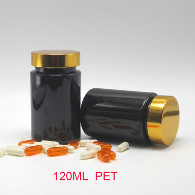 기본 재료 PET 120ml 블랙 플라스틱 병 보충 약 캡슐 의학
