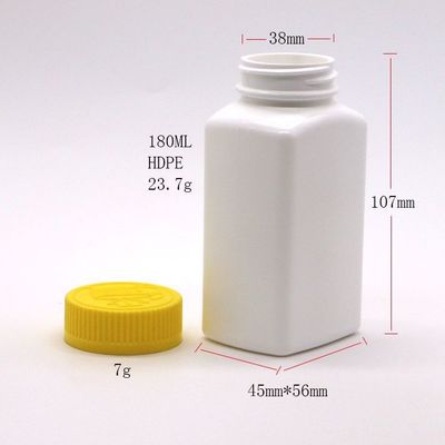 6OZ 180ml HDPE 정사각형 모양의 약 Tablet 약 병 의약품 식생활 영양
