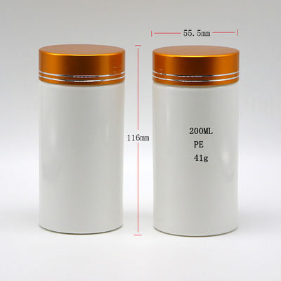 약국 200mL HDPE 플라스틱 병 나사 캡 및 직선 실린더 모양