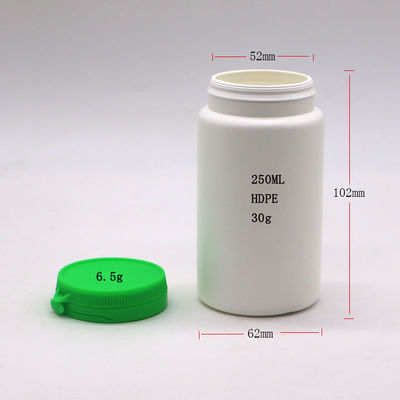캡슐 보충제 용 250ml 둥근 HDPE 플라스틱 병 뚜?? 이 포함되어 있습니다