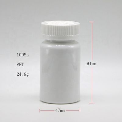 100ml/3.4oz 둥근 모양 의약품 보관용 맞춤형 플라스틱 PET 캡슐 약병